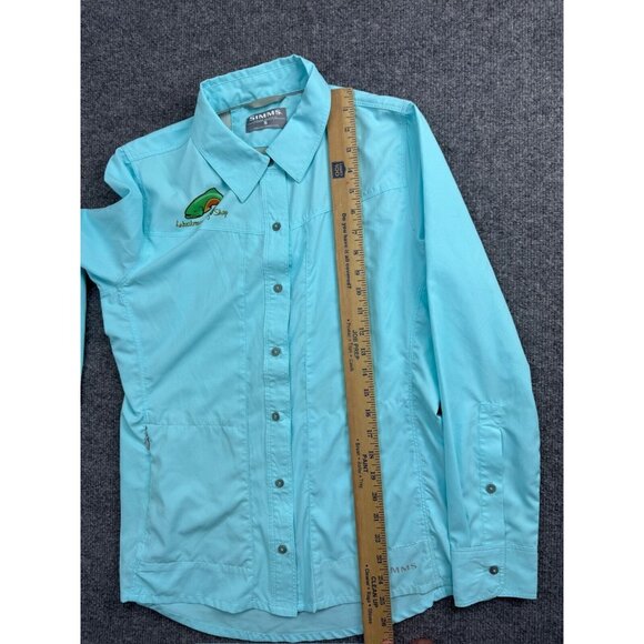 Simms Fishing Products Shirt Women's Small Blue Long Sleeve Button Up Vented - Picture 4 of 7